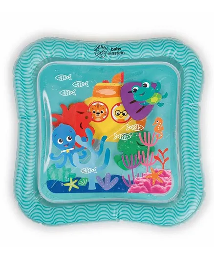 Baby Einstein Ocean Explorers Sensory Splash Water Mat, 3 Floating Sea Creatures, Soft, Colorful, 0 Months+, 41 x 41 x 5 cm - Blue