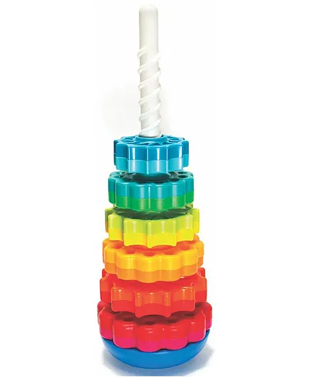 Fat Brain Toys Spin Again Stacking Toy, Rainbow Stacker, Motor Skills Development, 12 Months+ - Multicolor